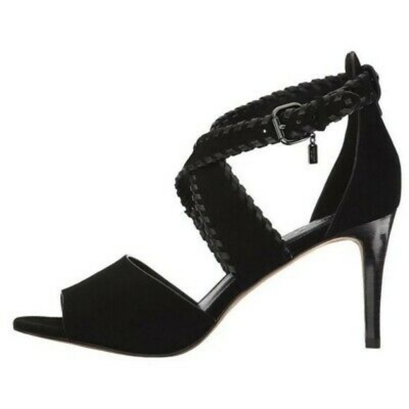 COACH NIB Henny suede soft lambskin heels black Women's 9.5 - Picture 2 of 2